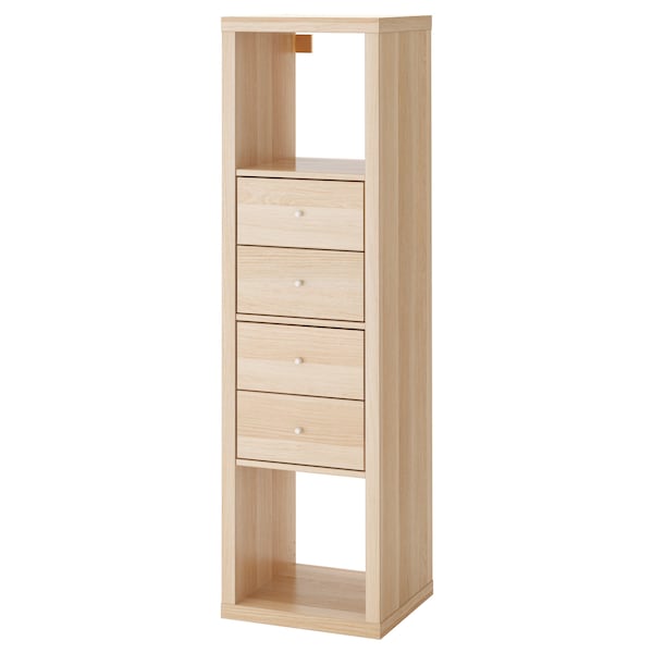 IKEA KALLAX shelf unit with 2 inserts, with 4 drawers/white stained oak effect, 57 5/8x16 3/8 in , IKEA Sale | 02563NAHK