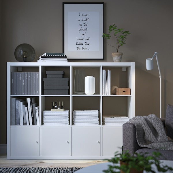 IKEA KALLAX shelf unit with 4 inserts, white, 57 7/8x44 1/8 in , IKEA Sale | 83127TXDM