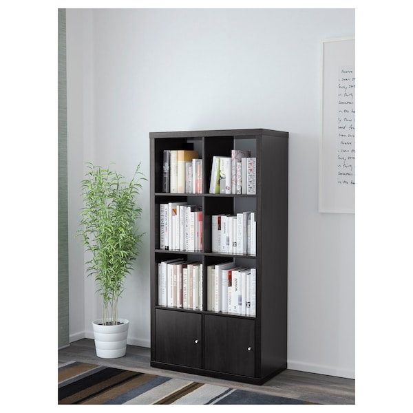 IKEA KALLAX shelf unit with doors, black-brown, 30 3/8x57 7/8 in , IKEA Sale | 57369KENV