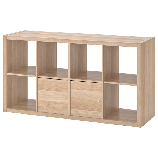 IKEA KALLAX shelf unit with doors, white stained oak effect, 30 3/8x57 7/8 in , IKEA Sale | 83205POVR