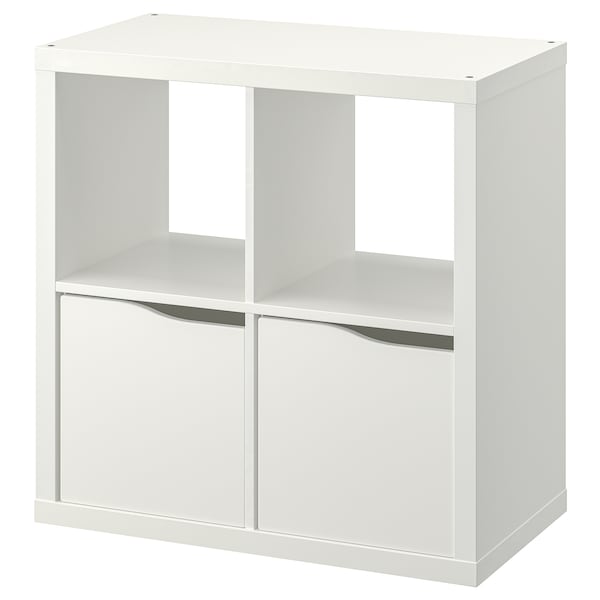 IKEA KALLAX shelving unit, with 2 doors with 2 shelf inserts/wave shaped white, 30 3/8x30 3/8 in , IKEA Sale | 74583FJEI