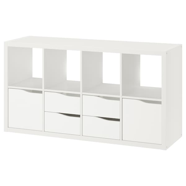 IKEA KALLAX shelving unit, with 2 doors with 4 drawers/wave shaped white, 57 7/8x30 3/8 in , IKEA Sale | 50631EFDL