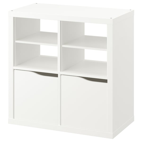 IKEA KALLAX shelving unit, with 2 doors with 2 shelf inserts/wave shaped white, 30 3/8x30 3/8 in , IKEA Sale | 73486FITO