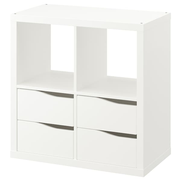 IKEA KALLAX shelving unit, with 4 drawers wave shaped/white, 30 3/8x30 3/8 in , IKEA Sale | 74389ACST