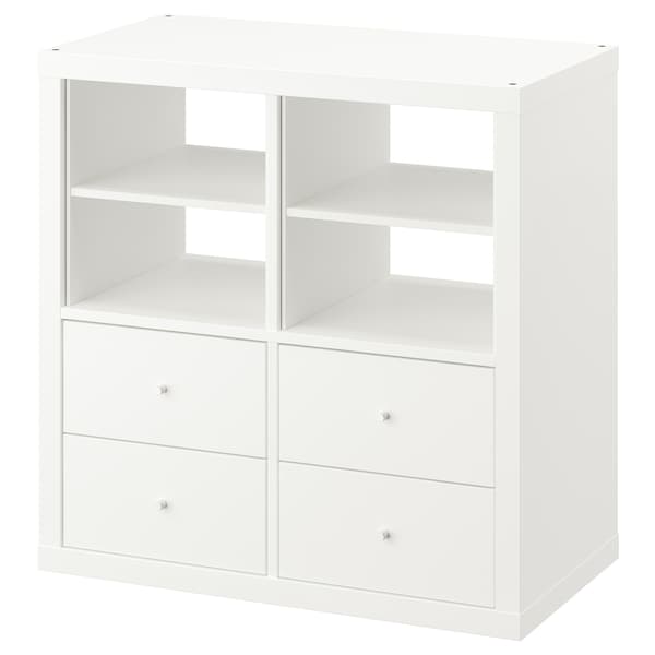 IKEA KALLAX shelving unit, with 4 drawers/with 2 shelf inserts white, 30 3/8x30 3/8 in , IKEA Sale | 31674JAKX