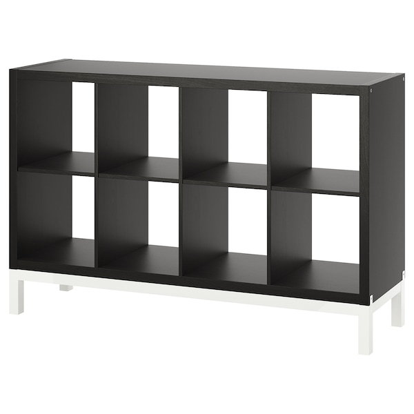 IKEA KALLAX shelving unit with underframe, black-brown/white, 57 7/8x37 in , IKEA Sale | 32568QVDU