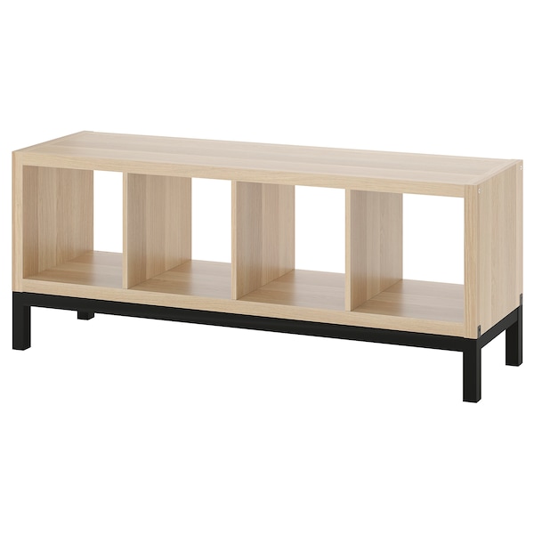 IKEA KALLAX shelving unit with underframe, white stained oak effect/black, 57 7/8x23 1/4 in , IKEA Sale | 53906ERYQ