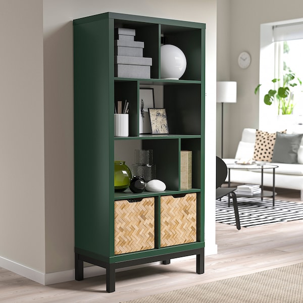 IKEA KALLAX shelving unit with underframe, dark green/black, 30 1/8x15 3/8x64 5/8 in , IKEA Sale | 51698QKSN