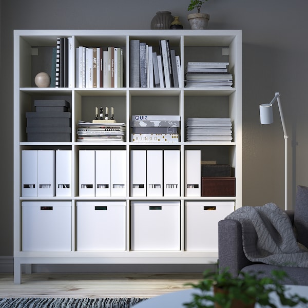 IKEA KALLAX shelving unit with underframe, white/white, 57 7/8x64 5/8 in , IKEA Sale | 90468AXIS