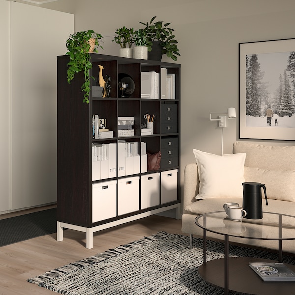 IKEA KALLAX shelving unit with underframe, black-brown/white, 57 7/8x64 5/8 in , IKEA Sale | 08724IEOS