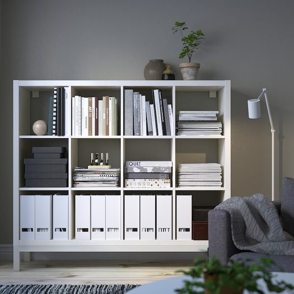 IKEA KALLAX shelving unit with underframe, white/white, 57 7/8x50 3/4 in , IKEA Sale | 27608WAEH