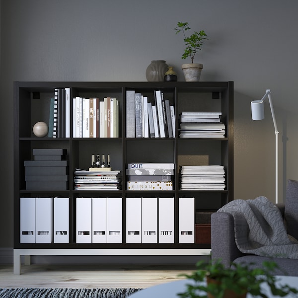 IKEA KALLAX shelving unit with underframe, black-brown/white, 57 7/8x50 3/4 in , IKEA Sale | 05183WQKZ