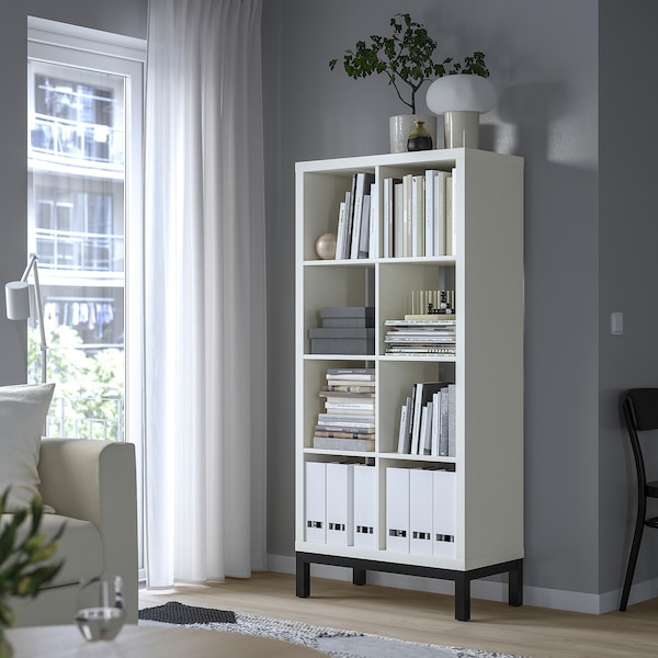 IKEA KALLAX shelving unit with underframe, white/black, 30 3/8x64 5/8 in , IKEA Sale | 72143CAUS