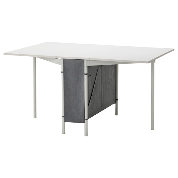 IKEA KALLHÄLL gateleg table with storage, white/light gray, 13/35/57 1/8x38 5/8 in , IKEA Sale | 41965IEXM