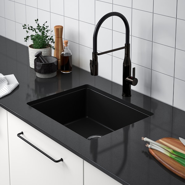 IKEA KILSVIKEN sink, black quartz composite, 22x18 1/8 in , IKEA Sale | 86297EHUG