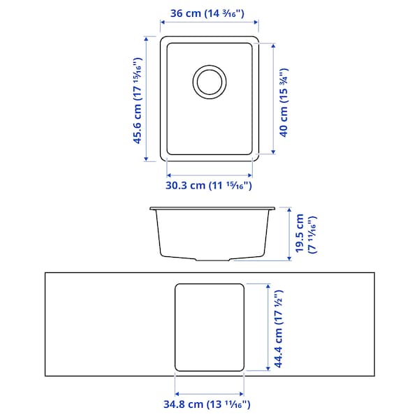 IKEA KILSVIKEN sink, black/quartz composite, 14 1/8x18 1/8 in , IKEA Sale | 16295CGHQ