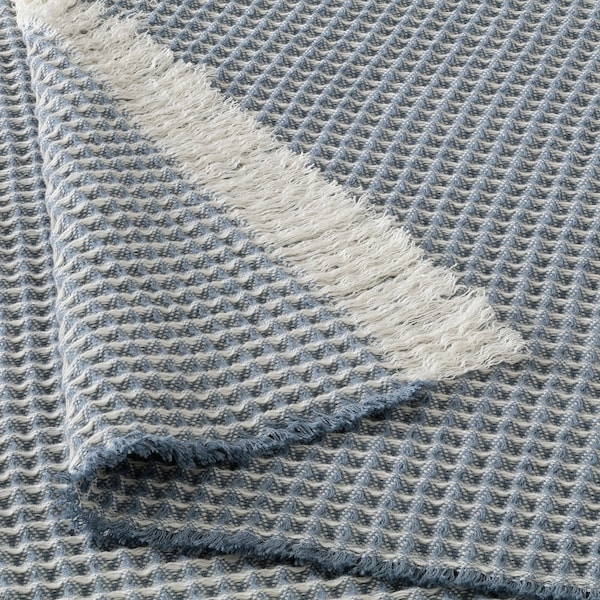 IKEA KOHORNSMAL throw, light blue/off-white, 51x67 in , IKEA Sale | 53971YLUX