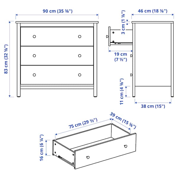 IKEA KOPPANG 3-drawer chest, white, 35 3/8x32 5/8 in , IKEA Sale | 23159HFGZ