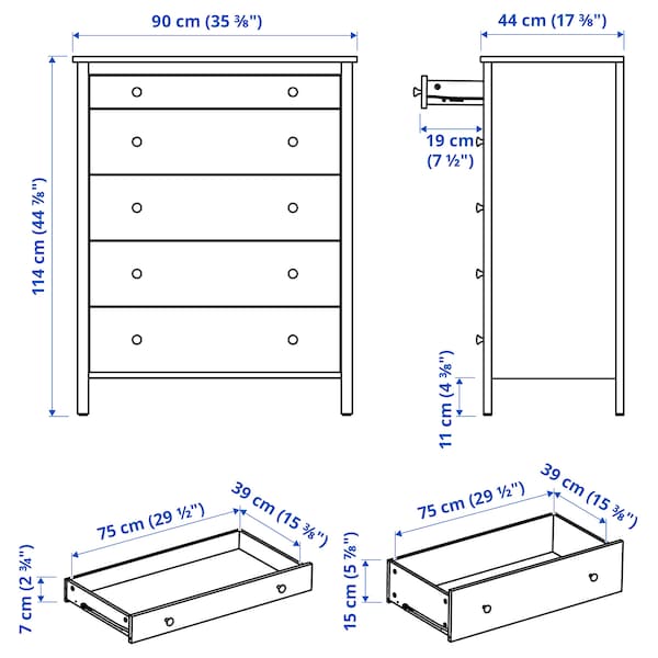 IKEA KOPPANG 5-drawer chest, black-brown, 35 3/8x44 7/8 in , IKEA Sale | 04528ORAM