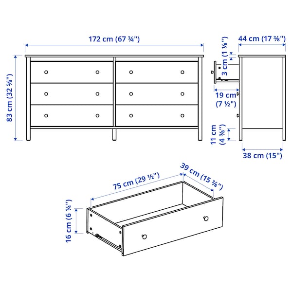 IKEA KOPPANG 6-drawer dresser, black-brown, 67 3/4x32 5/8 in , IKEA Sale | 34856RPTC