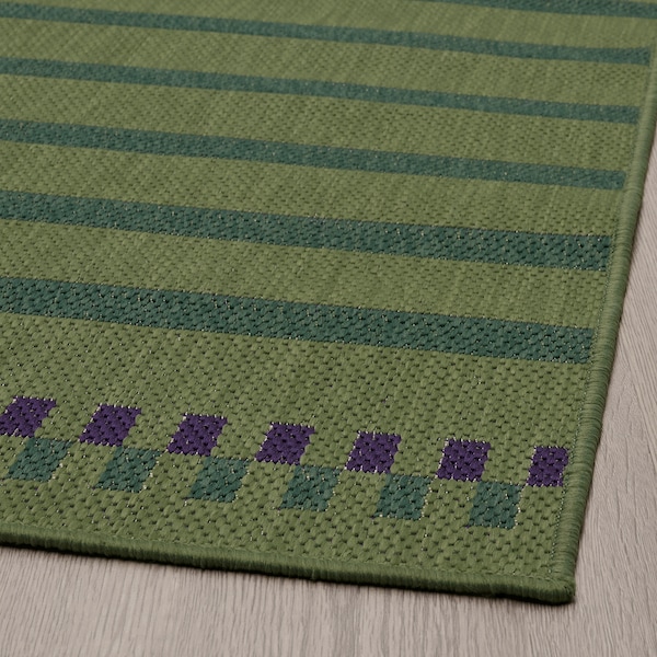 IKEA KORSNING rug flatwoven, in/outdoor, green purple/stripe, 2'7 inx8'2 in , IKEA Sale | 64193BIKN