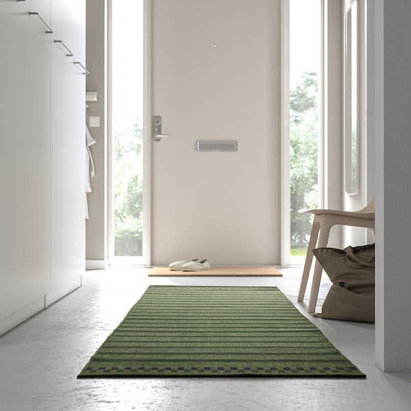 IKEA KORSNING rug flatwoven, in/outdoor, green purple/stripe, 2'7 inx8'2 in , IKEA Sale | 64193BIKN