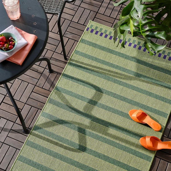 IKEA KORSNING rug flatwoven, in/outdoor, green purple/stripe, 2'7 inx8'2 in , IKEA Sale | 64193BIKN