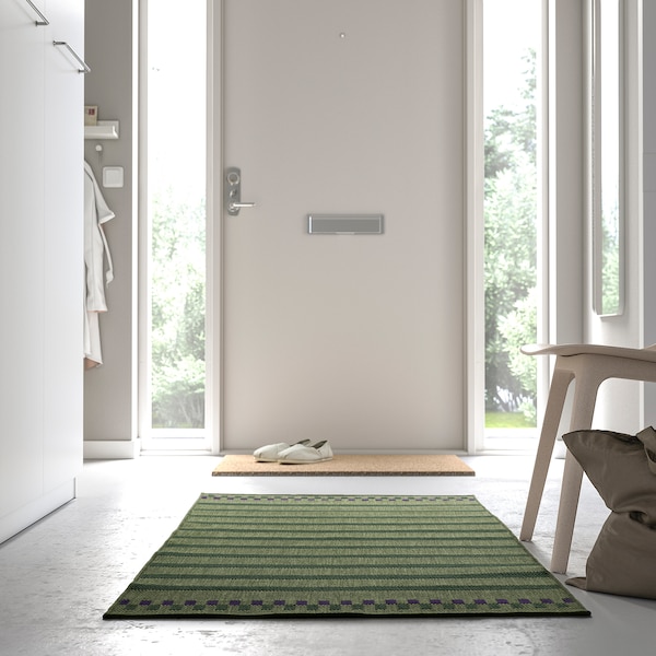 IKEA KORSNING rug flatwoven, in/outdoor, green purple/stripe, 2'7 inx4'11 in , IKEA Sale | 74682TARH