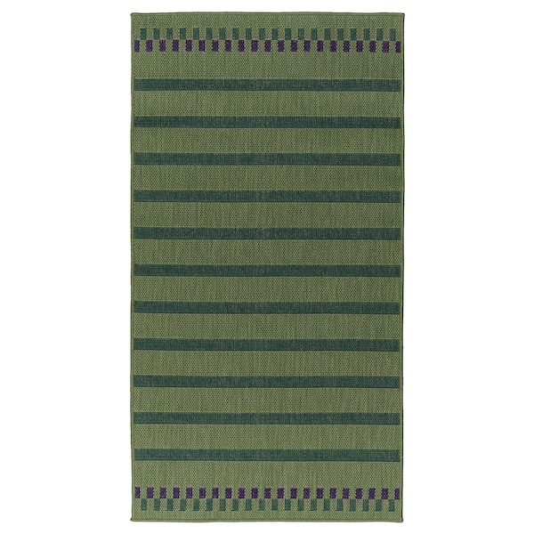 IKEA KORSNING rug flatwoven, in/outdoor, green purple/stripe, 2\'7 inx4\'11 in , IKEA Sale | 74682TARH