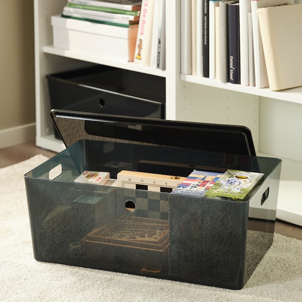 IKEA KUGGIS box, transparent black, 14 ½x21 ¼x8 ¼ in , IKEA Sale | 78031ARQE