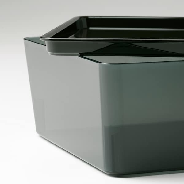 IKEA KUGGIS box with lid, transparent black, 7x10 ¼x3 ¼ in , IKEA Sale | 35809ZDPR