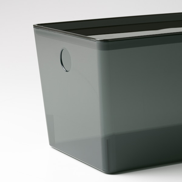 IKEA KUGGIS box with lid, transparent black, 7x10 ¼x6 in , IKEA Sale | 61832USAC