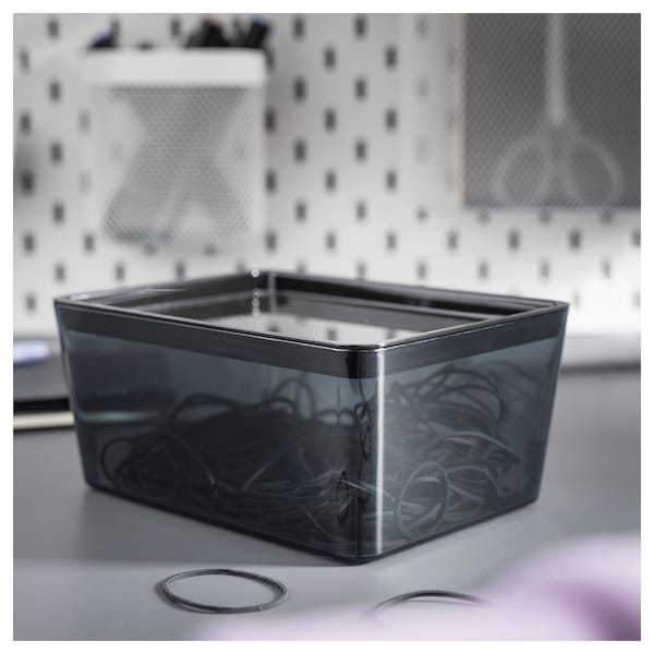 IKEA KUGGIS box with lid, transparent black, 5x7x3 ¼ in , IKEA Sale | 91573LVWR