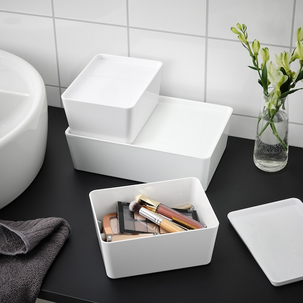 IKEA KUGGIS box with lid, white, 5x7x3 ¼ in , IKEA Sale | 62180FZDY