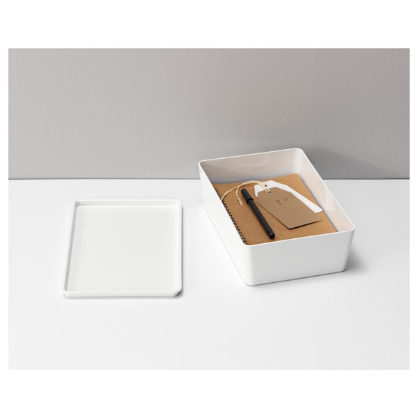 IKEA KUGGIS box with lid, white, 7x10 ¼x3 ¼ in , IKEA Sale | 52831SLWE