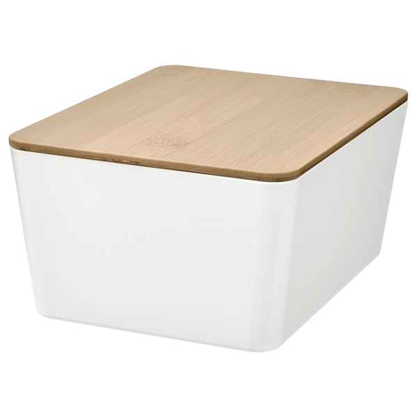 IKEA KUGGIS box with lid, white/bamboo, 5x7x3 ¼ in , IKEA Sale | 24873DQTV