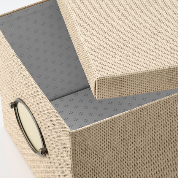 IKEA KVARNVIK Storage box with lid, beige, Length: 13 ¾ in. Learn more! , IKEA Sale | 07198YDEL