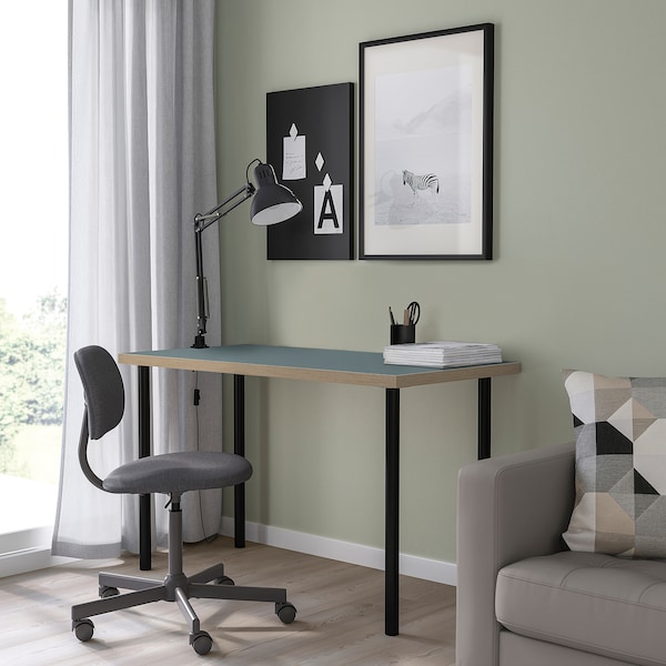 IKEA LAGKAPTEN / ADILS desk, gray-turquoise/black, 47 1/4x23 5/8 in , IKEA Sale | 49876FPSZ