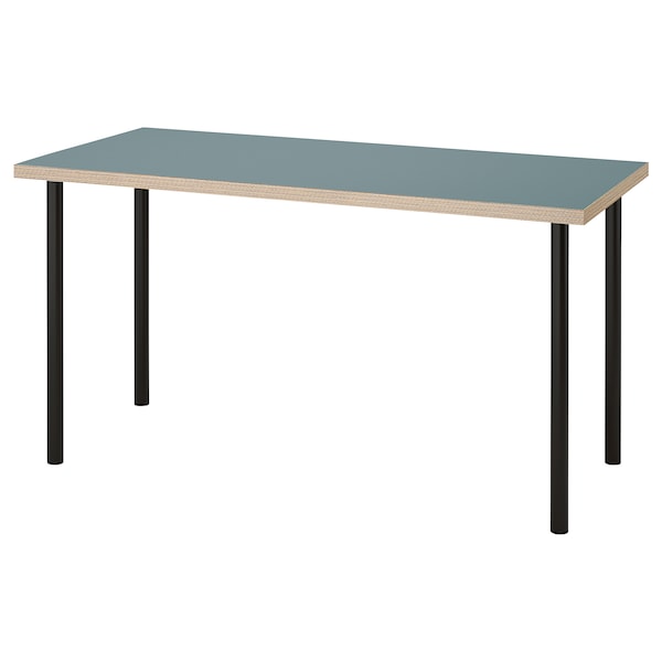 IKEA LAGKAPTEN / ADILS desk, gray-turquoise/black, 55 1/8x23 5/8 in , IKEA Sale | 20365PXZW