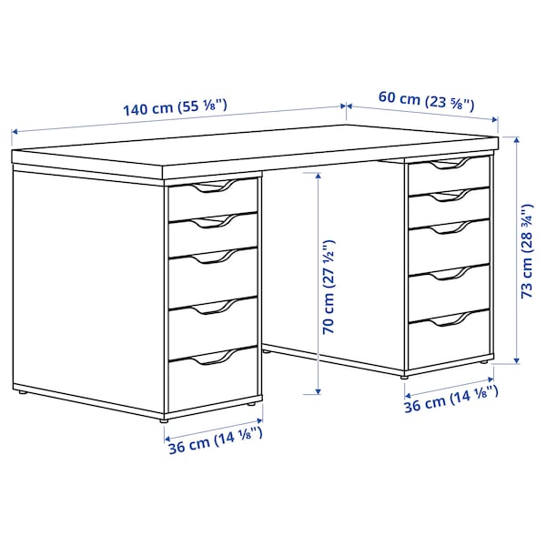 IKEA LAGKAPTEN / ALEX desk, black-brown/gray-turquoise, 55 1/8x23 5/8 in , IKEA Sale | 34795KCPN