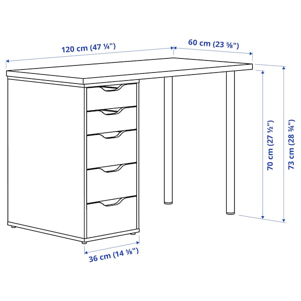 IKEA LAGKAPTEN / ALEX desk, black-brown/white, 47 1/4x23 5/8 in , IKEA Sale | 68392HEXM