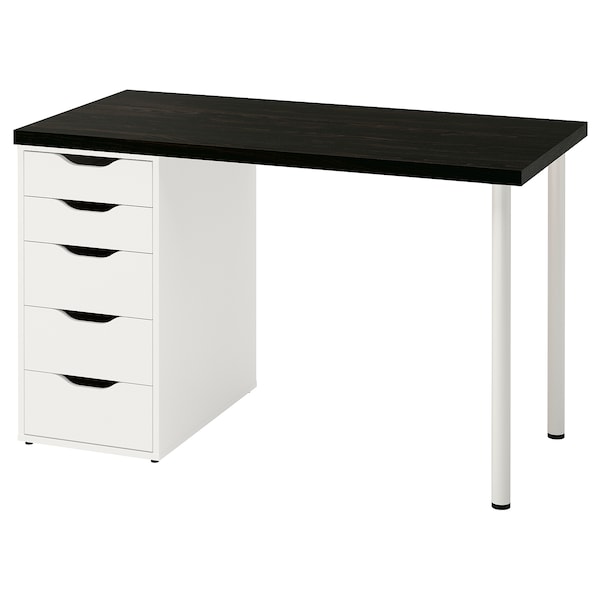 IKEA LAGKAPTEN / ALEX desk, black-brown/white, 47 1/4x23 5/8 in , IKEA Sale | 68392HEXM