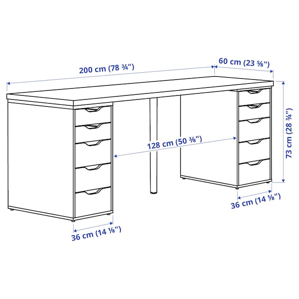 IKEA LAGKAPTEN / ALEX desk, black-brown/white, 78 3/4x23 5/8 in , IKEA Sale | 38607HRLZ