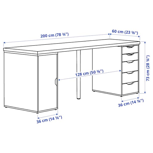 IKEA LAGKAPTEN / ALEX desk, black-brown/white, 78 3/4x23 5/8 in , IKEA Sale | 81563XWPO