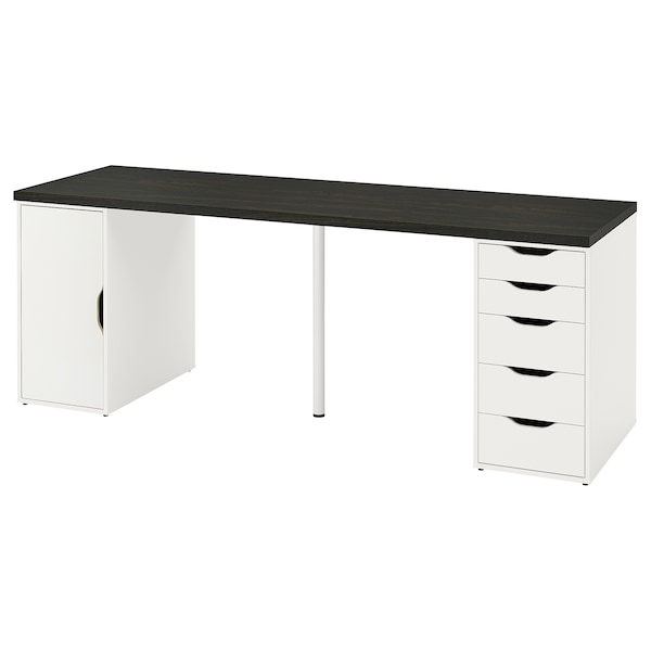 IKEA LAGKAPTEN / ALEX desk, black-brown/white, 78 3/4x23 5/8 in , IKEA Sale | 81563XWPO