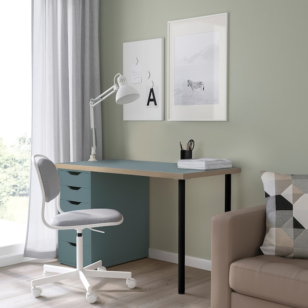 IKEA LAGKAPTEN / ALEX desk, gray-turquoise/black, 47 1/4x23 5/8 in , IKEA Sale | 23756CXWV