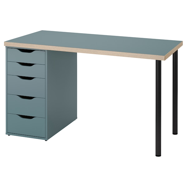 IKEA LAGKAPTEN / ALEX desk, gray-turquoise/black, 47 1/4x23 5/8 in , IKEA Sale | 23756CXWV