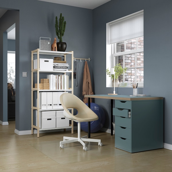 IKEA LAGKAPTEN / ALEX desk, gray-turquoise/black, 55 1/8x23 5/8 in , IKEA Sale | 71345EBKR