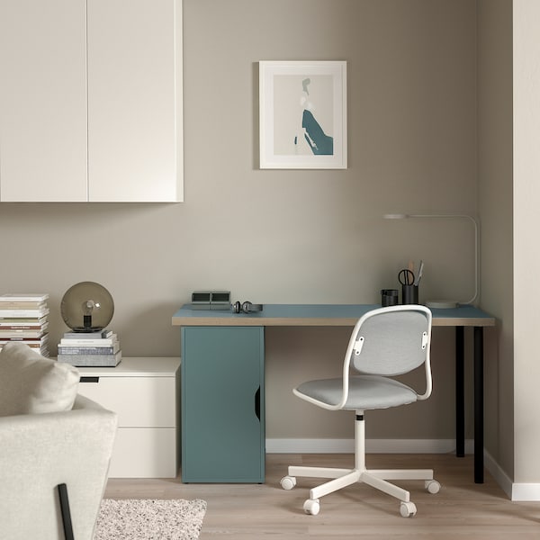 IKEA LAGKAPTEN / ALEX desk, gray-turquoise/black, 55 1/8x23 5/8 in , IKEA Sale | 57382DGHS