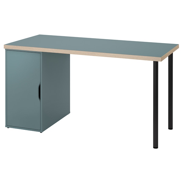 IKEA LAGKAPTEN / ALEX desk, gray-turquoise/black, 55 1/8x23 5/8 in , IKEA Sale | 57382DGHS